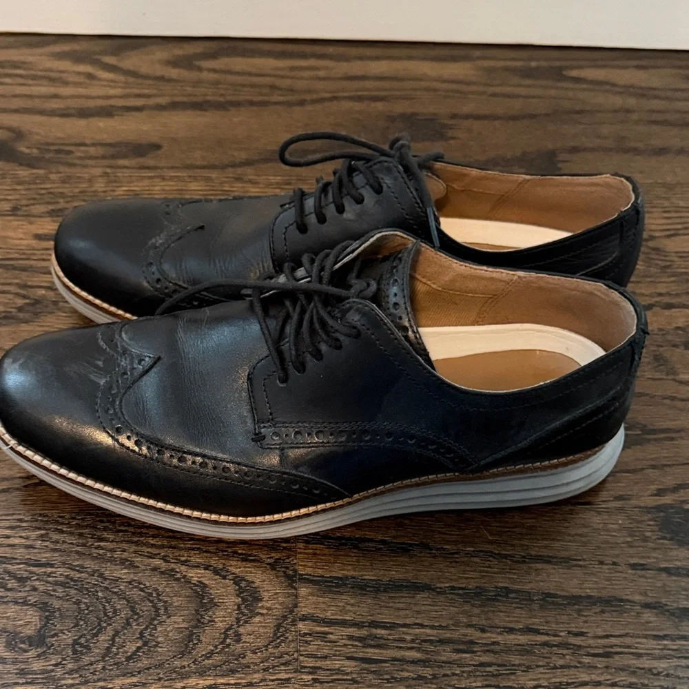 Cole Haan Black Leather Wingtip Oxfords